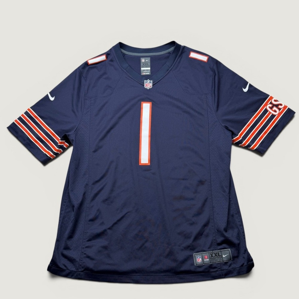 Nike Mens XXL Football Jersey Navy Justin Fields #1 Chicago Bears NFL On Field